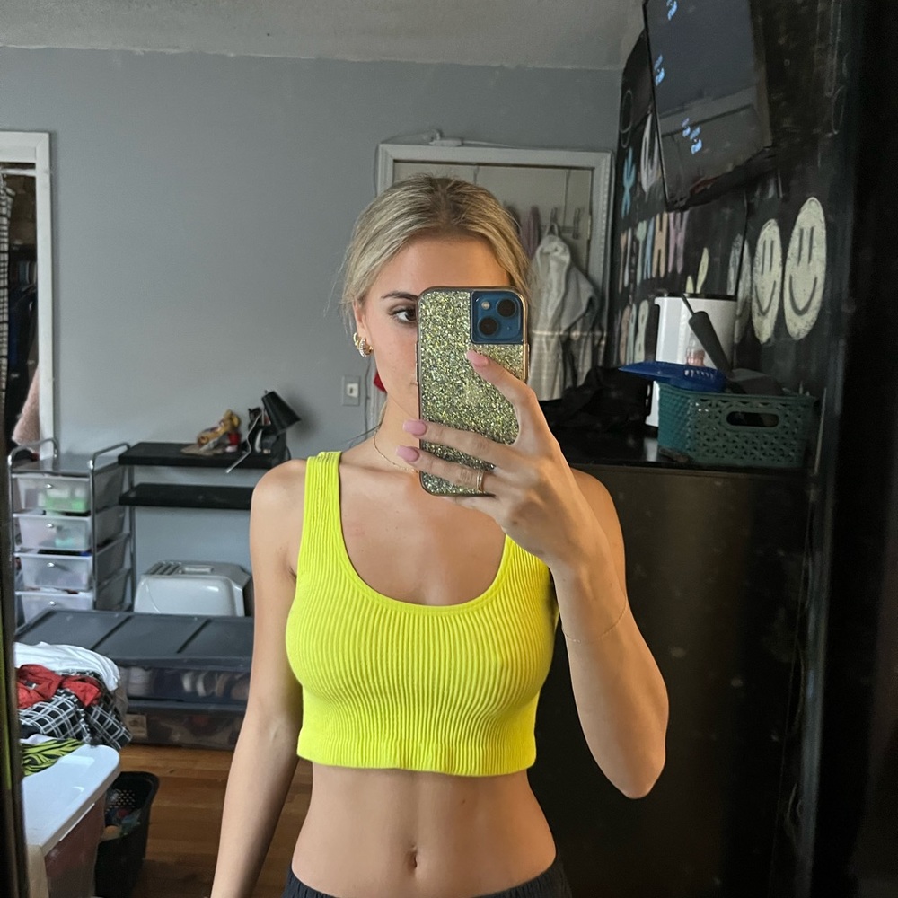 reversible neon green tank